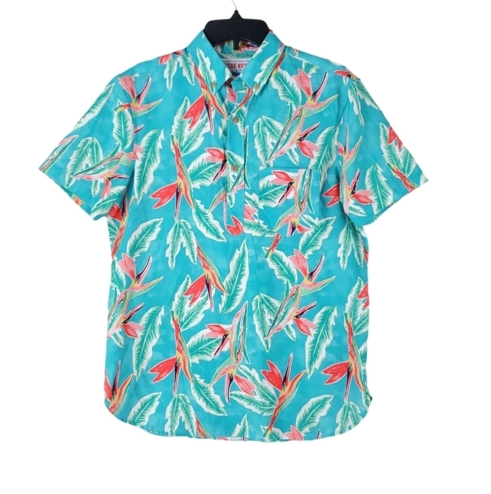 Chubbies Nutter Polo Shirt Mens S Hawaiian Floral SS Green Blue Pink Multi Beach - Picture 10 of 11